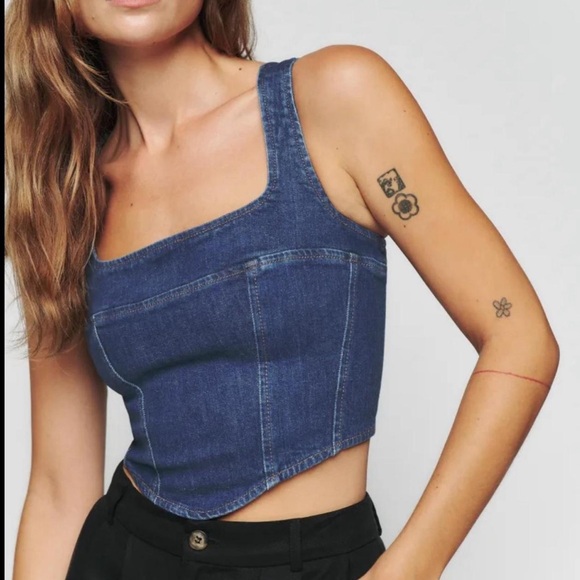 Reformation Tops - Reformation Indigo Denim Crop Top